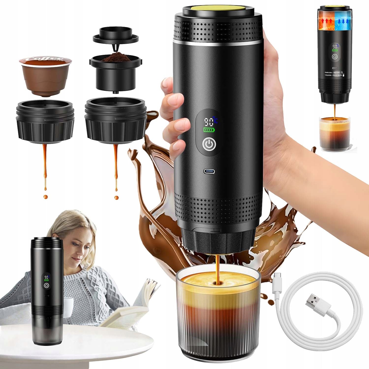 PORTABLE COFFEE MAKER 72W 80ML TOURIST WIRELESS CAR