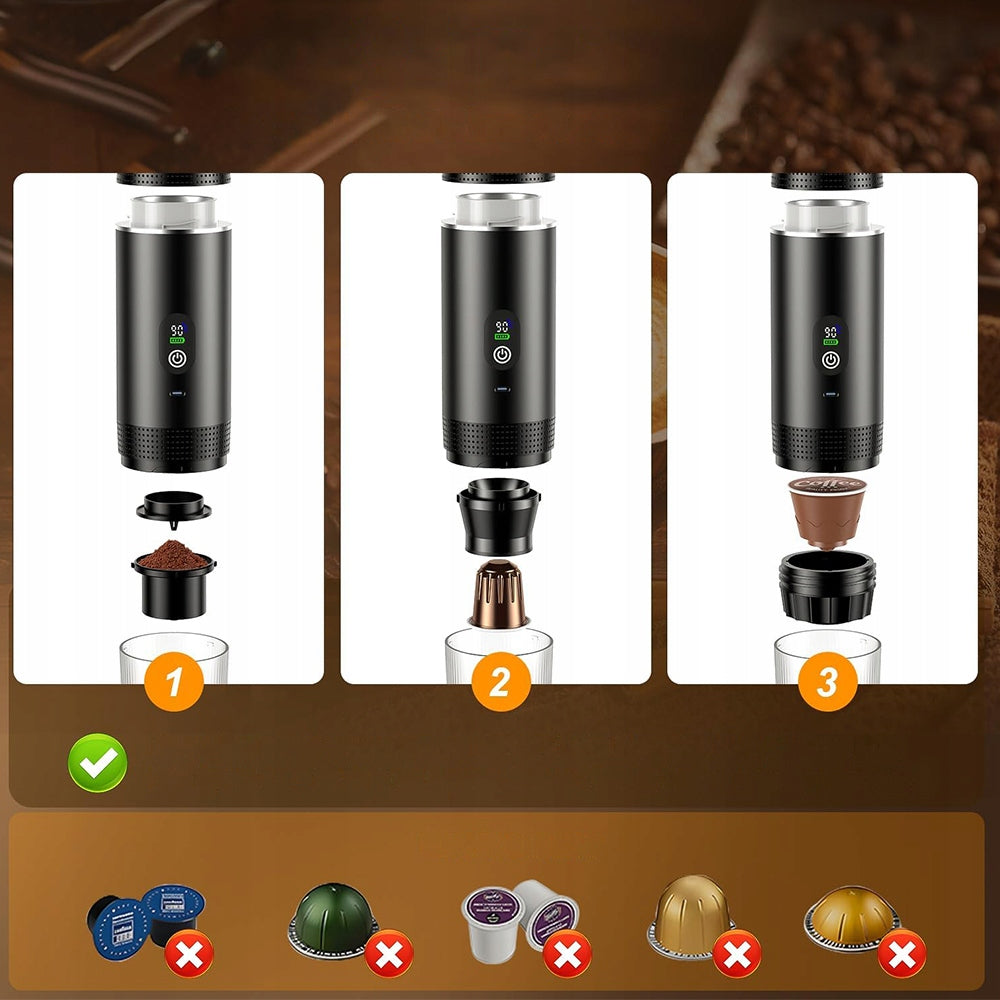 PORTABLE COFFEE MAKER COMPACT WIRELESS CAR PRESSURE Model 01