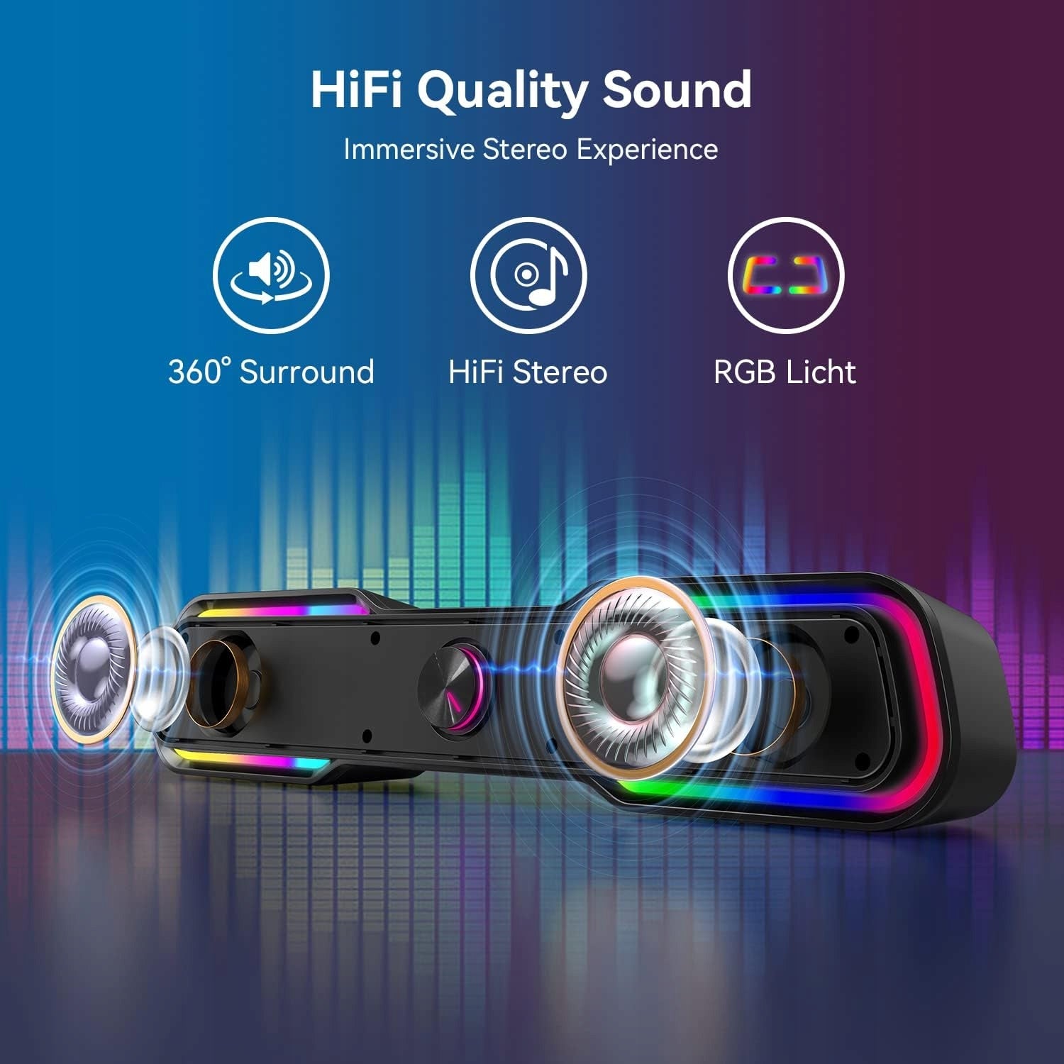 PORTABLE COMPUTER SPEAKER RGB Bluetooth SOUNDBAR BAZIVVE BV-001 Manufacturer code 8567