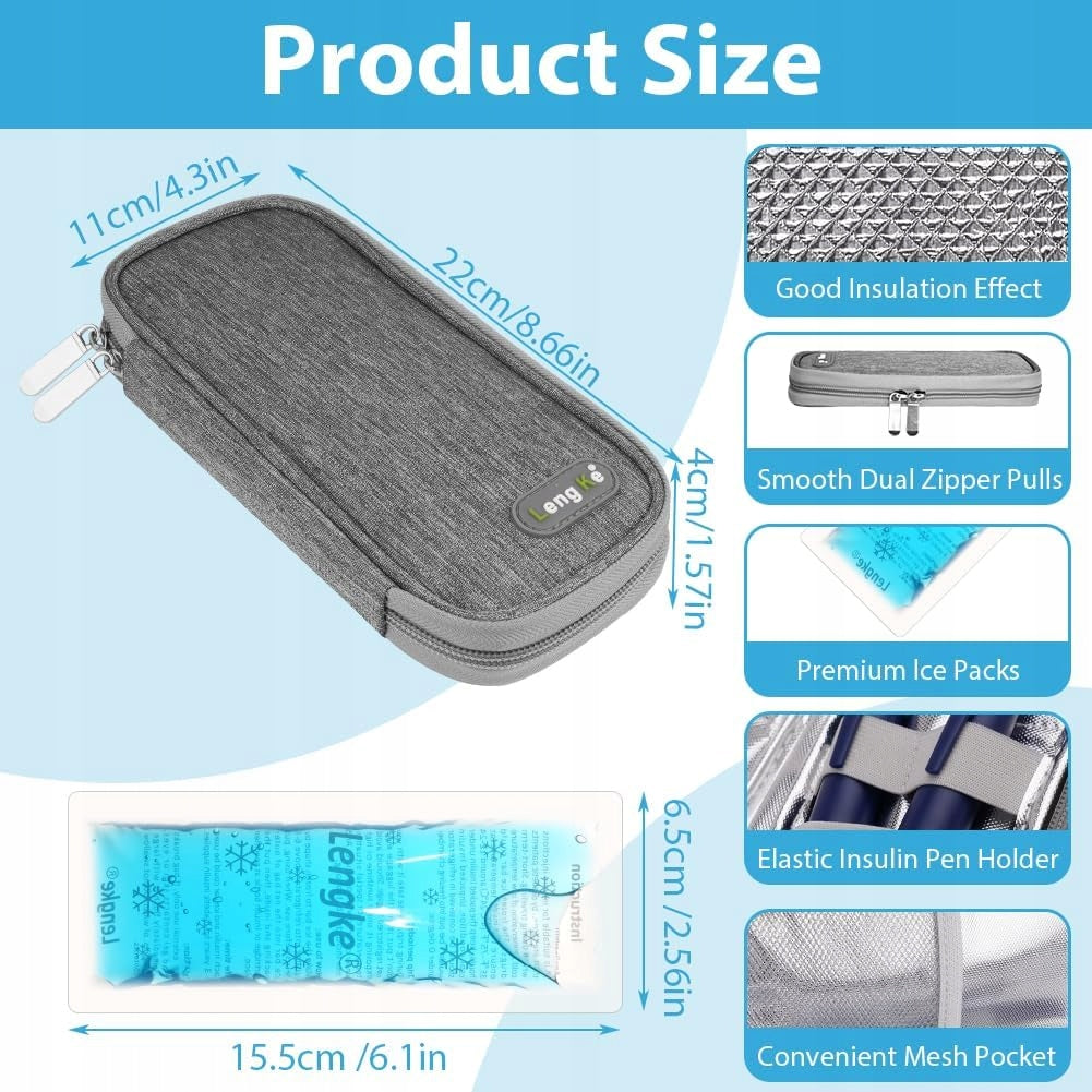 PORTABLE COOLING BOX FOR INSULIN COMPACT AND MULTIFUNCTIONAL GREY Packaging status original