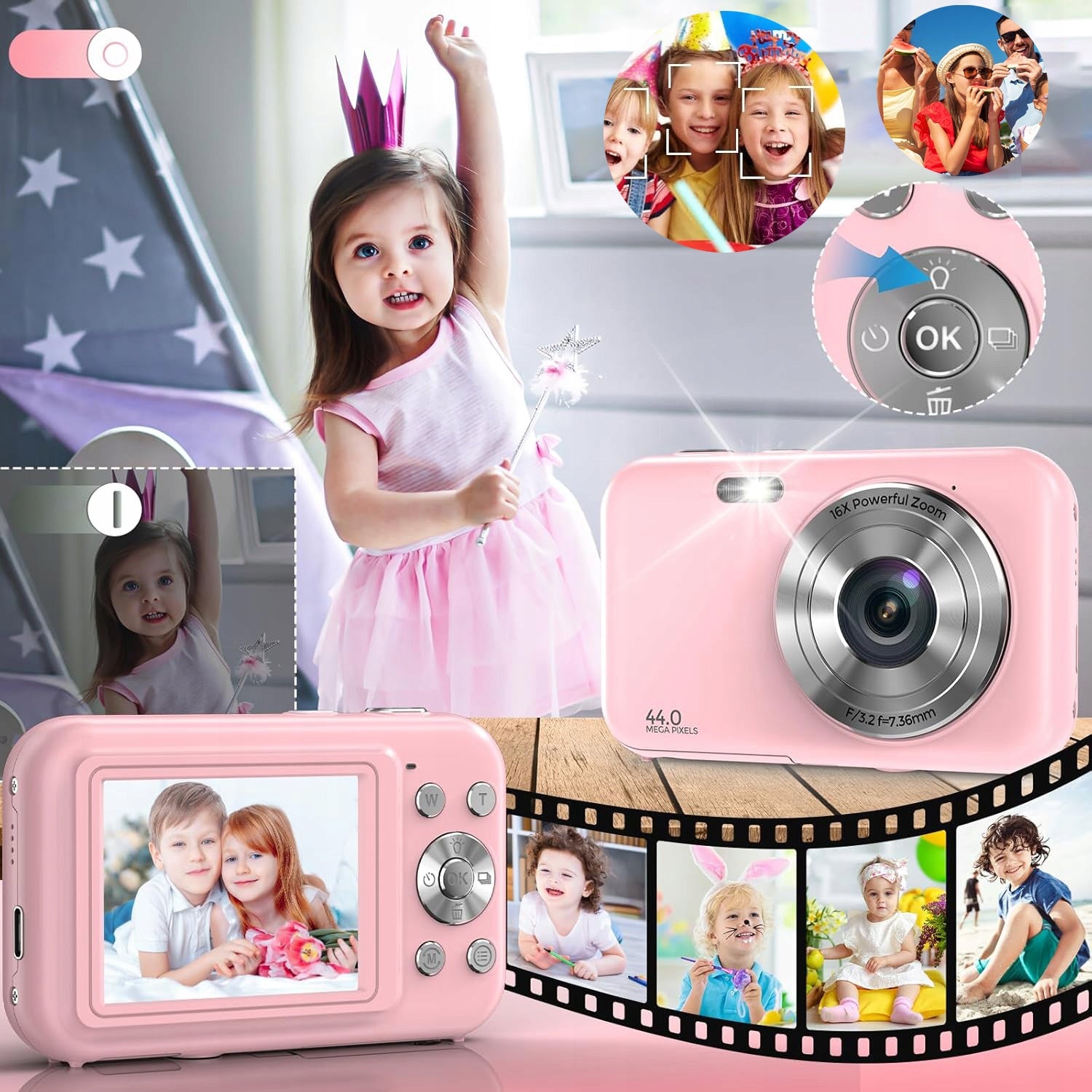 PORTABLE DIGITAL CAMERA AUTOFOCUS FHD 1080P 44MP DIGITAL ZOOM 16X +32G Brand no brand