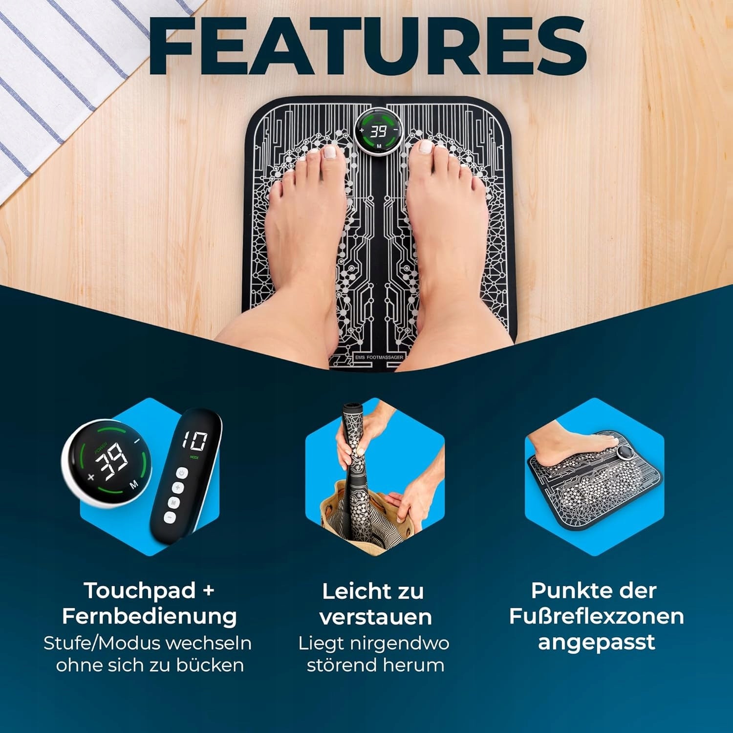 PORTABLE ELECTRIC EMS FOOT MASSAGER WITH ESTIO REMOTE CONTROL IMPROVES CIRCULATION Medical device no