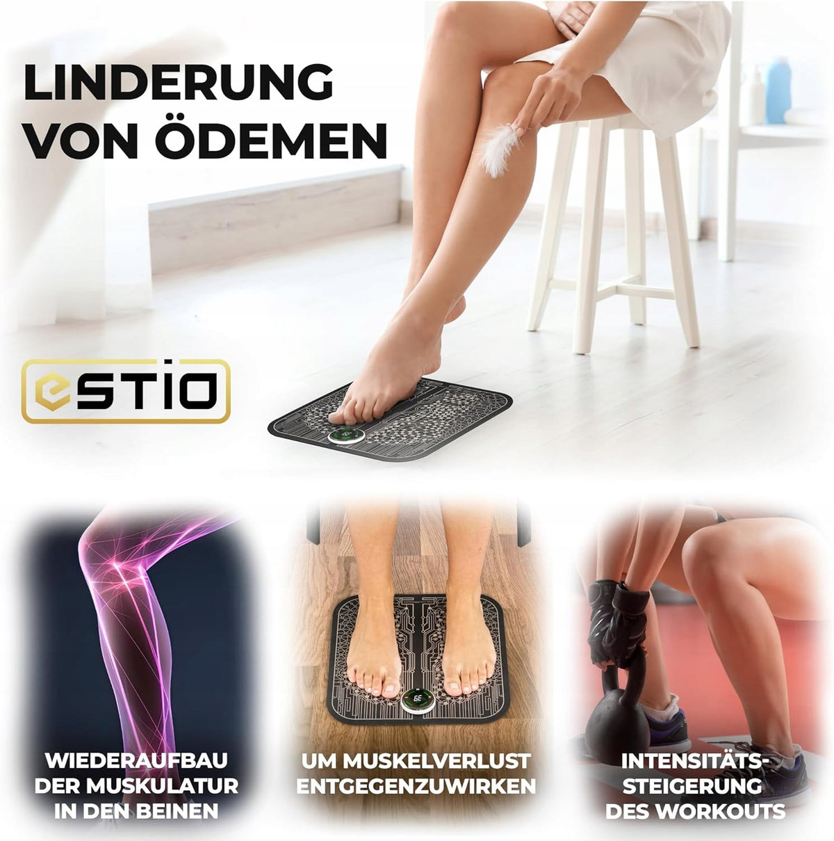 PORTABLE ELECTRIC EMS FOOT MASSAGER WITH ESTIO REMOTE CONTROL IMPROVES CIRCULATION Packaging status original