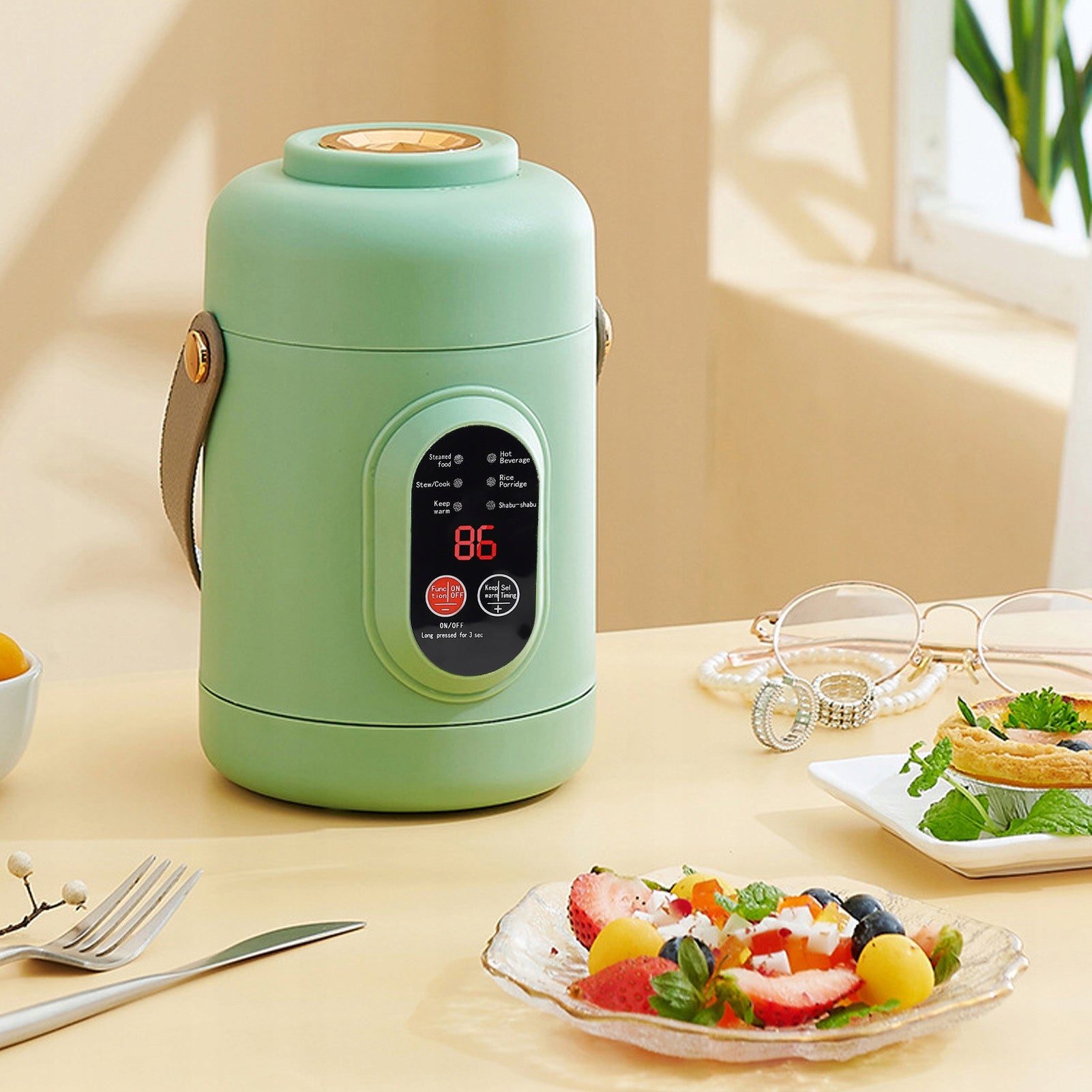 PORTABLE ELECTRIC POT 500W COOKING ON STAINLESS STEEL 800ML Dominant color multicolor