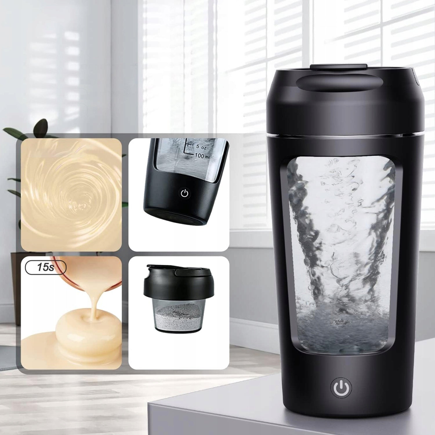 PORTABLE ELECTRIC USB SHAKER FOR PROTEIN/COFFEE/MILK POWDER 650ML BLACK Brand no brand