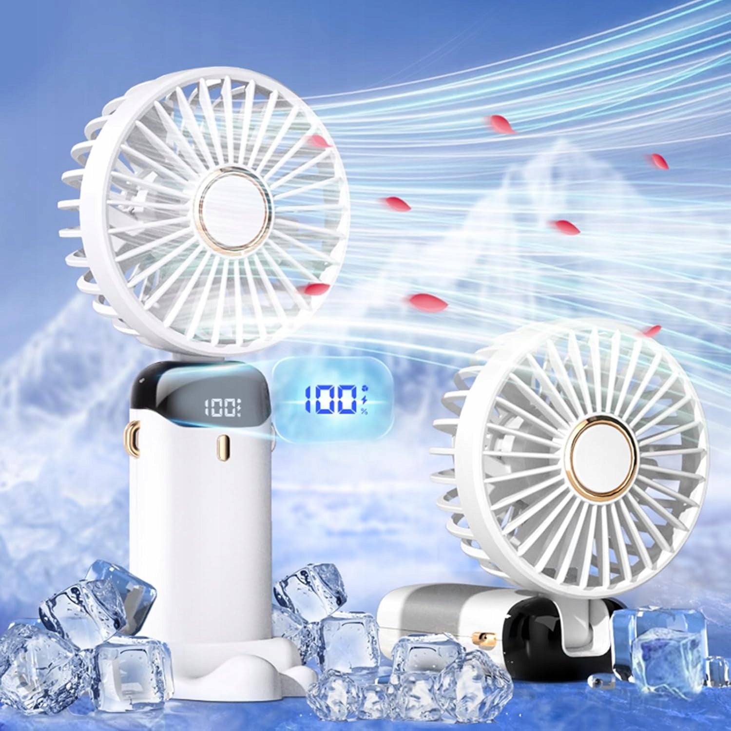PORTABLE FAN DESK FAN QUIET POWERFUL 5 MODES PER BATTERY Manufacturer code Wiatraczek ręczny akumulatorowy na akumulator
