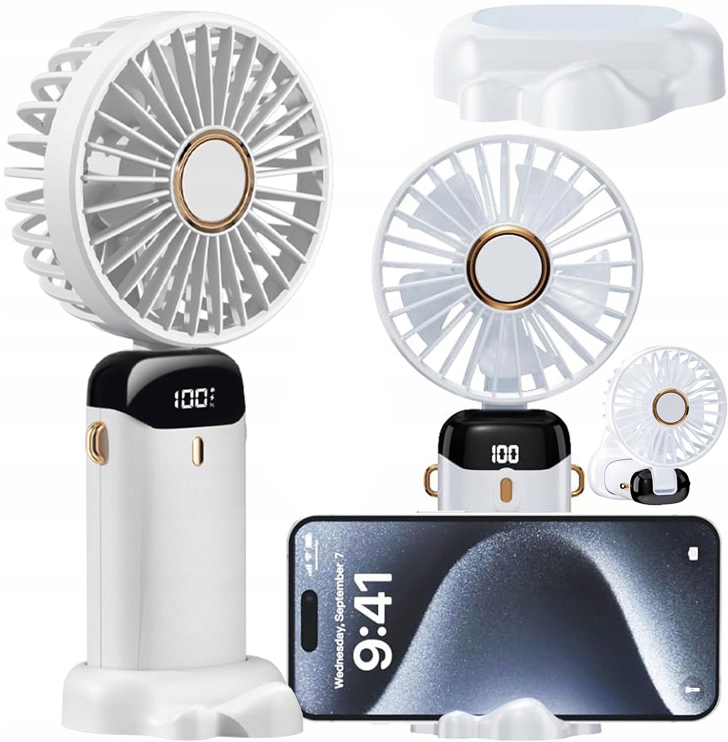 PORTABLE FAN DESK FAN QUIET POWERFUL 5 MODES PER BATTERY
