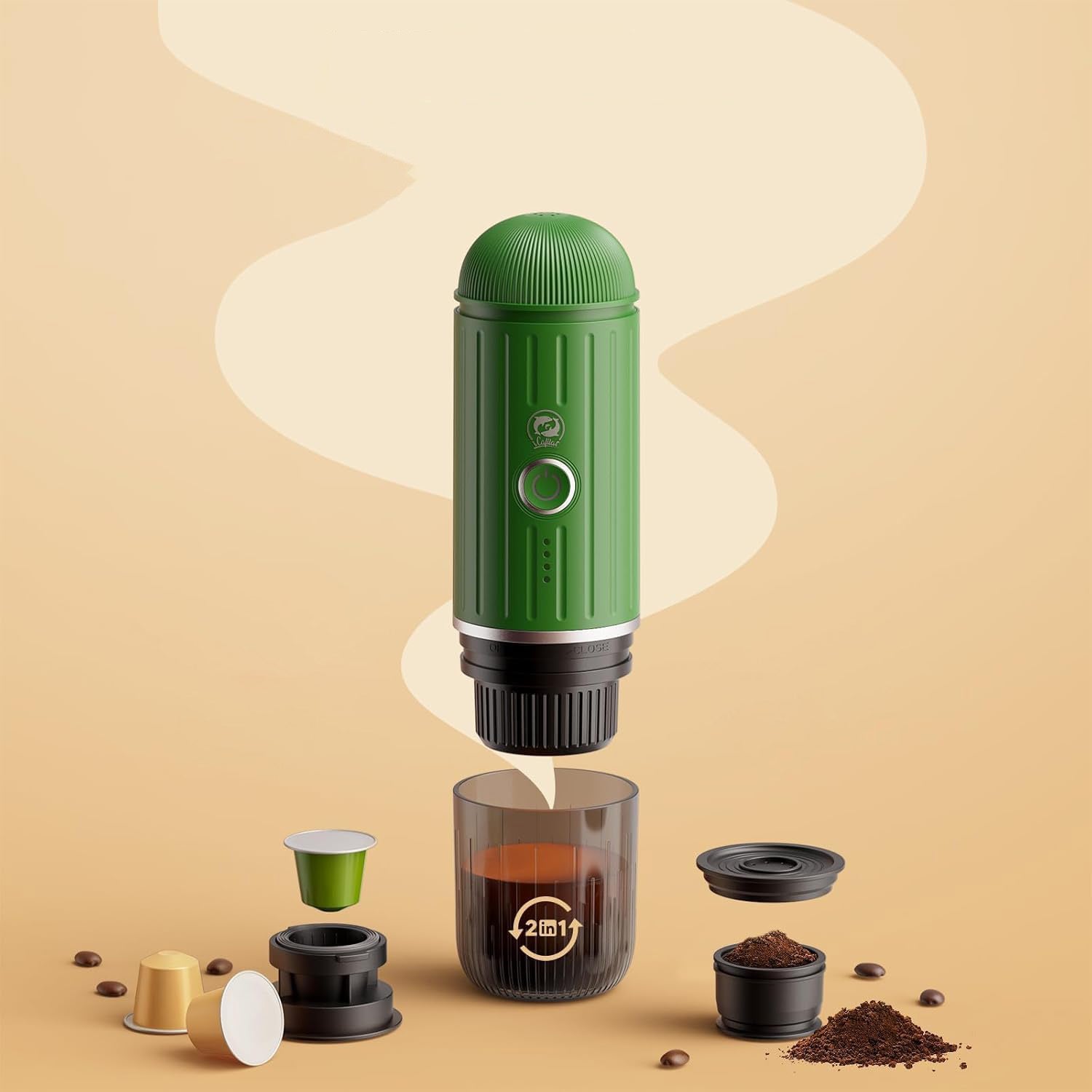 PORTABLE GROUND CAPSULE COFFEE MAKER FOR CAR TOURISM Brand Mobes