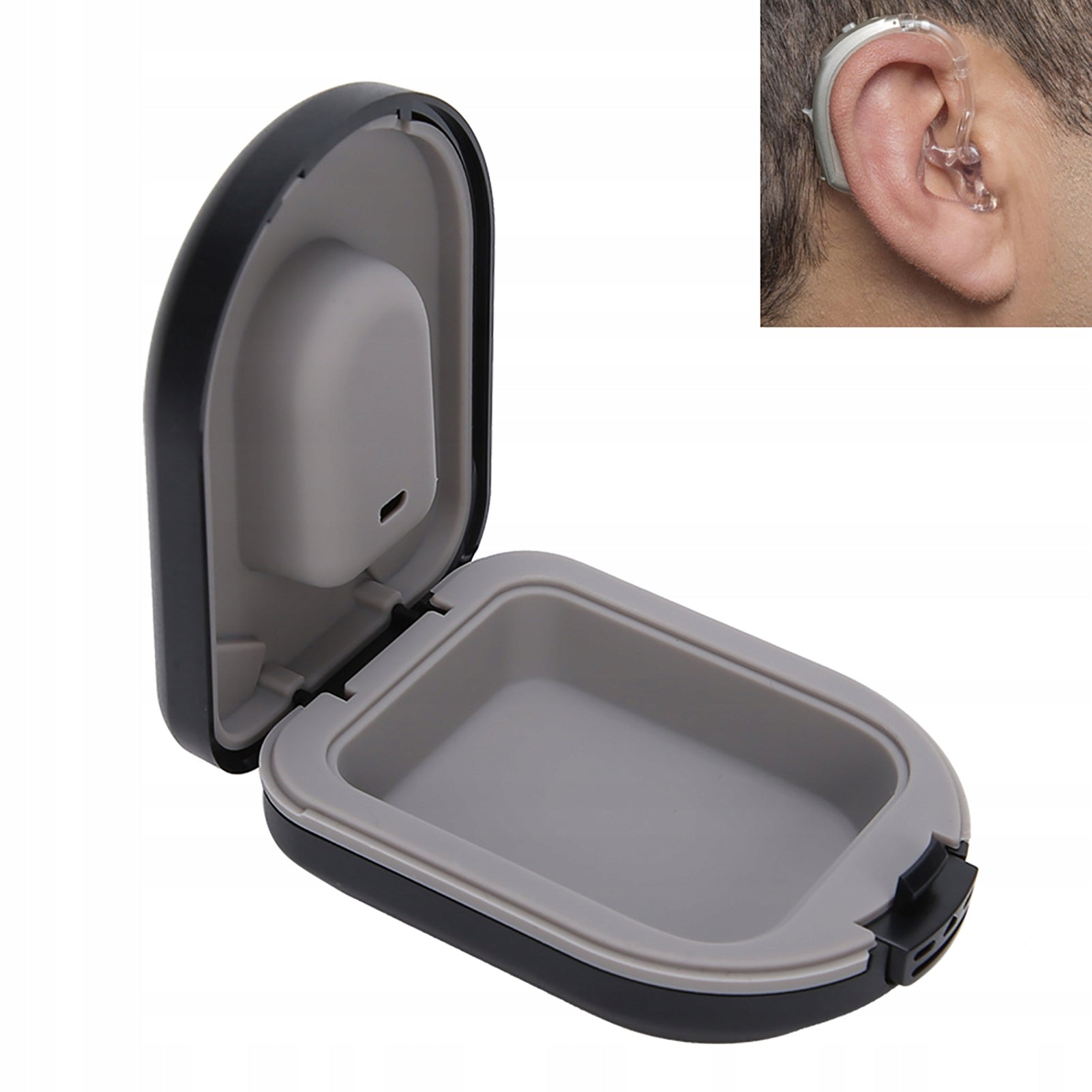 PORTABLE HEARING AID BOX WATERPROOF BLACK 6,5X5X2,5 CM Medical device no