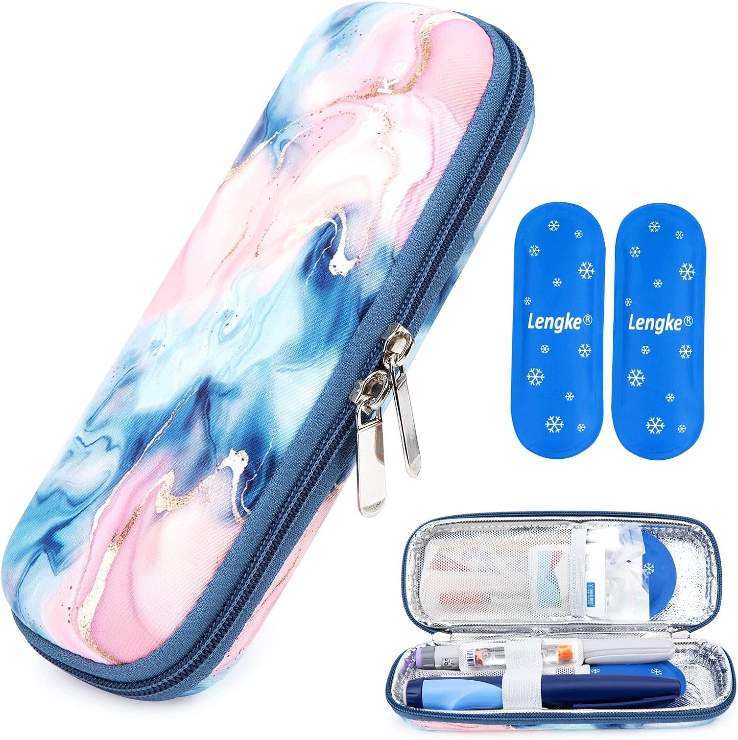 PORTABLE INSULIN COOLING BAG WITH THERMOACTIVE CARTRIDGES