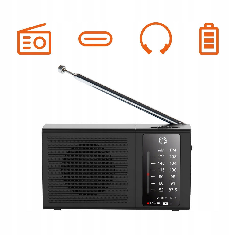PORTABLE KITCHEN CONSTRUCTION RADIO AM/FM RECHARGEABLE USB-C minijack Manta Manufacturer code Radio przenośne akumulatorowe Manta Costa