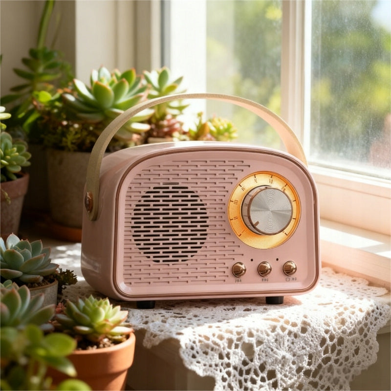 PORTABLE KITCHEN RADIO FM BLUETOOTH RETRO USB SD AUX MP3 FOR BATTERY Packaging status original