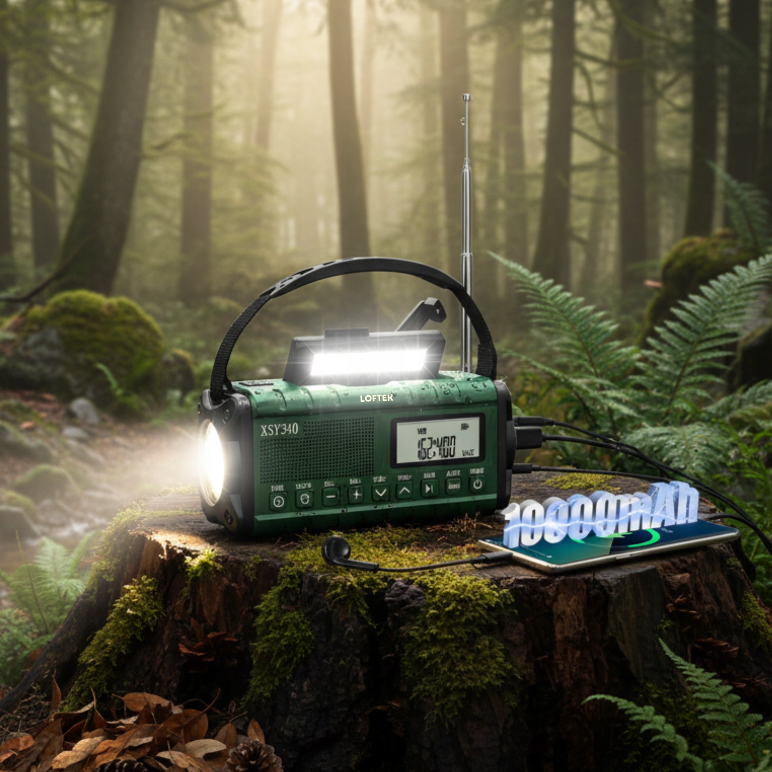 PORTABLE KITCHEN RADIO SOLAR DYNAMO CONSTRUCTION FLASHLIGHT POWERBANK 10000mh Packaging status original