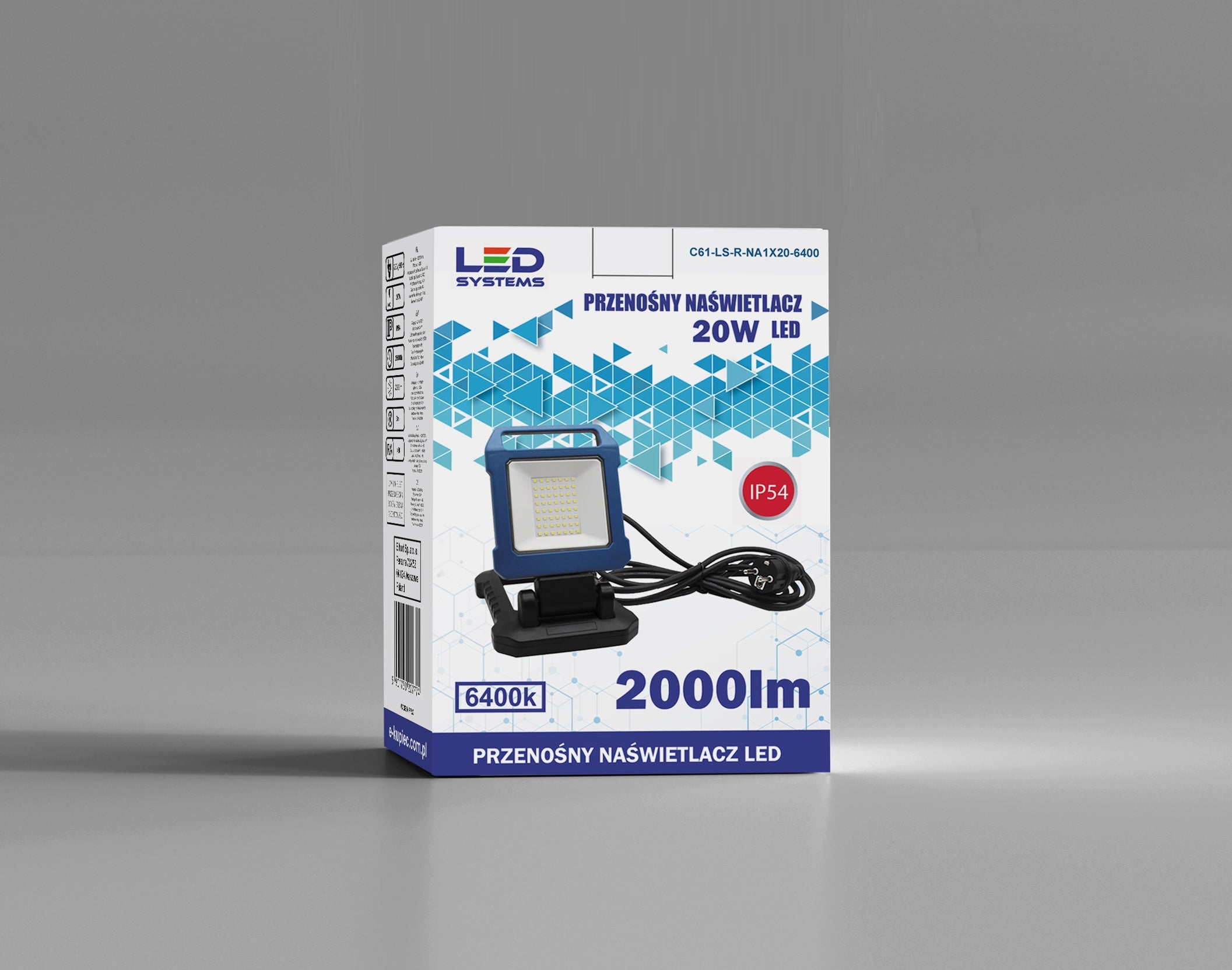PORTABLE LED FLOODLIGHT 20W IP54 6400K LEDSYSTEMS 2000 lm EAN (GTIN) 5901730207774