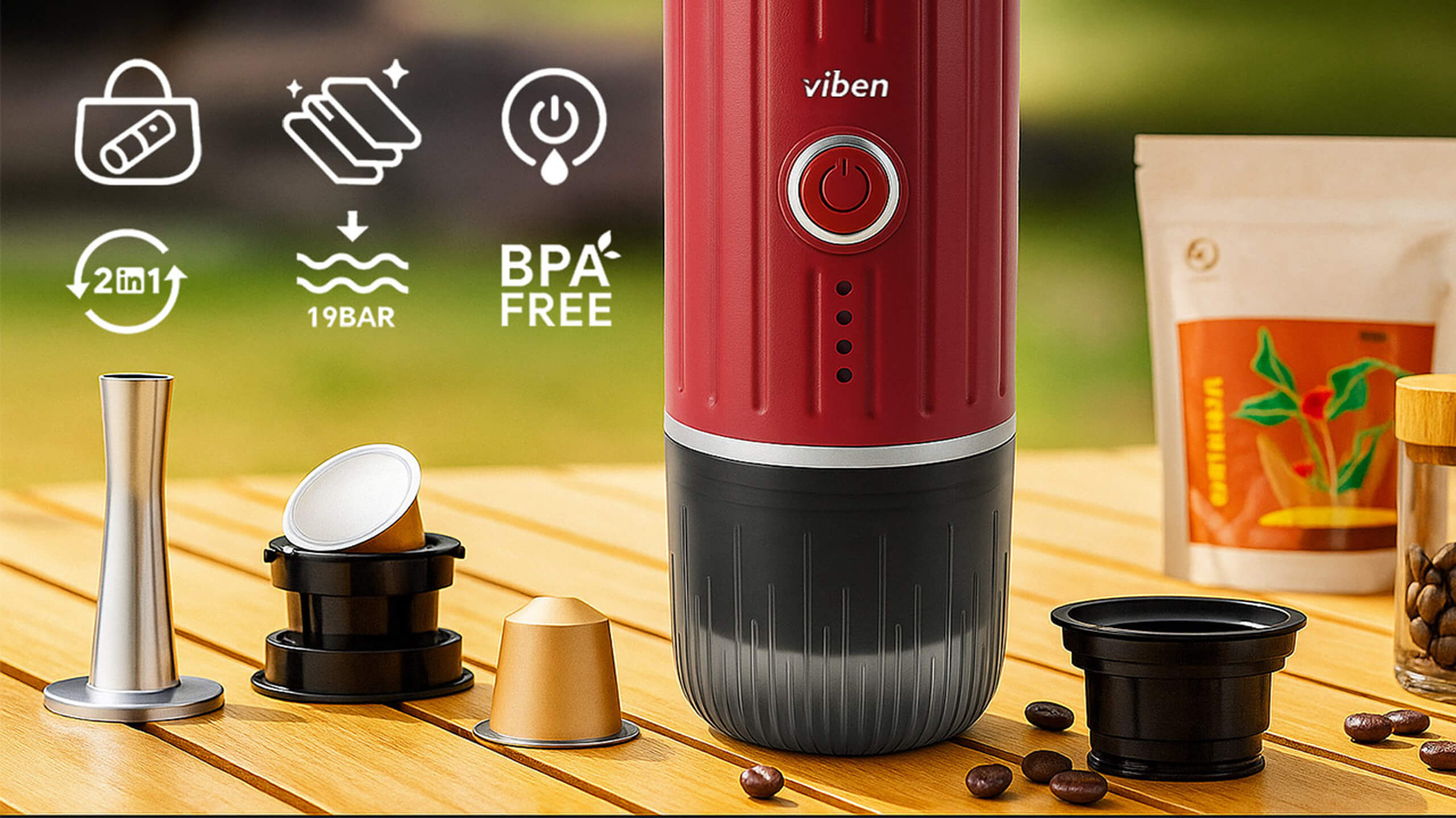 PORTABLE MINI GROUND CAPSULE COFFEE MAKER HEATS WATER 19 BAR 100W Brand no brand