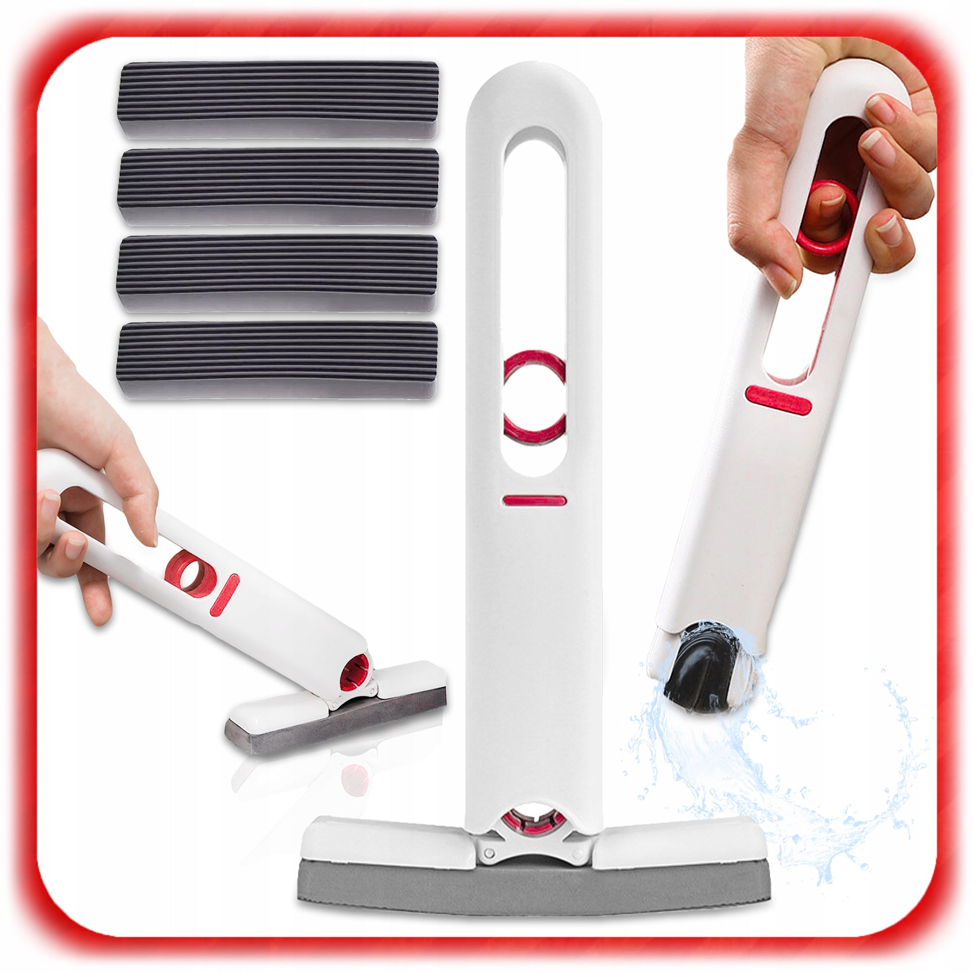 PORTABLE MINI MOP FOR WINDOW AND FLAT SURFACE CLEANING FOLDING + 4 SPONGES Manufacturer code 006874 Mini Mop z gąbkami