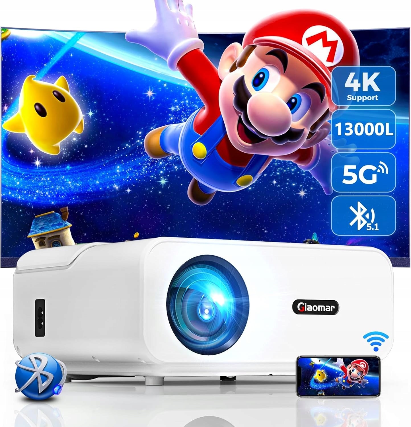 PORTABLE MINI MOVIE PROJECTOR Full HD 1080p GIAOMAR C12 + CASE