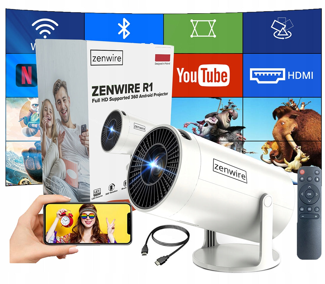 PORTABLE MINI PROJECTOR ANDROID WIFI PROJECTOR 360 FULL HD 4K BLUETOOTH