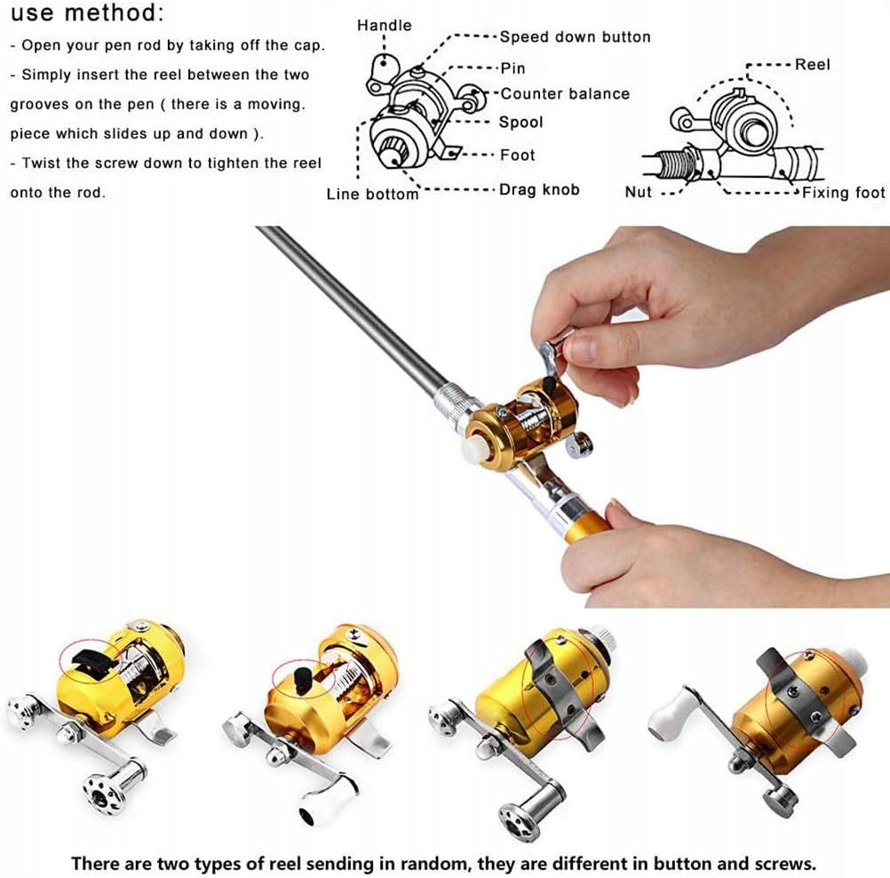 PORTABLE MINI ROD PEN ALUMINUM REEL FISHING Manufacturer code WĘDKA MINI DŁUGOPIS KOŁOWROTEK ALUMINIUM