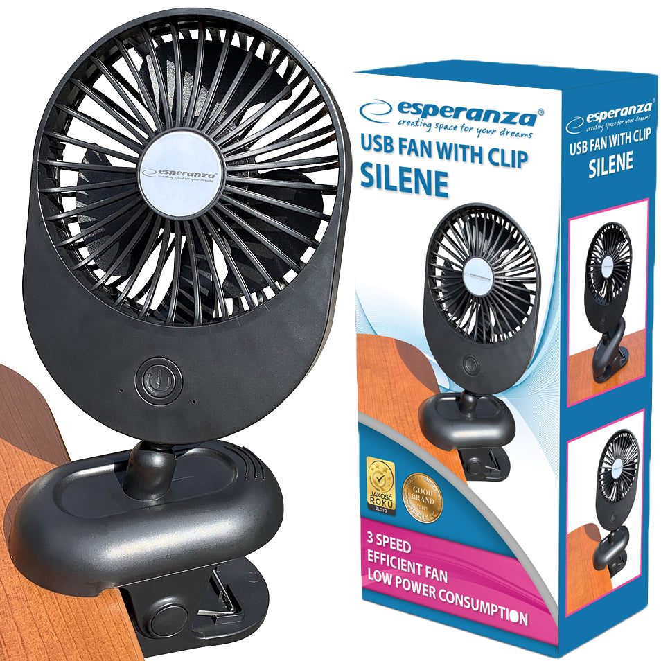 PORTABLE MINI USB DESK FAN ESPERANZA FORCED WITH CLIP