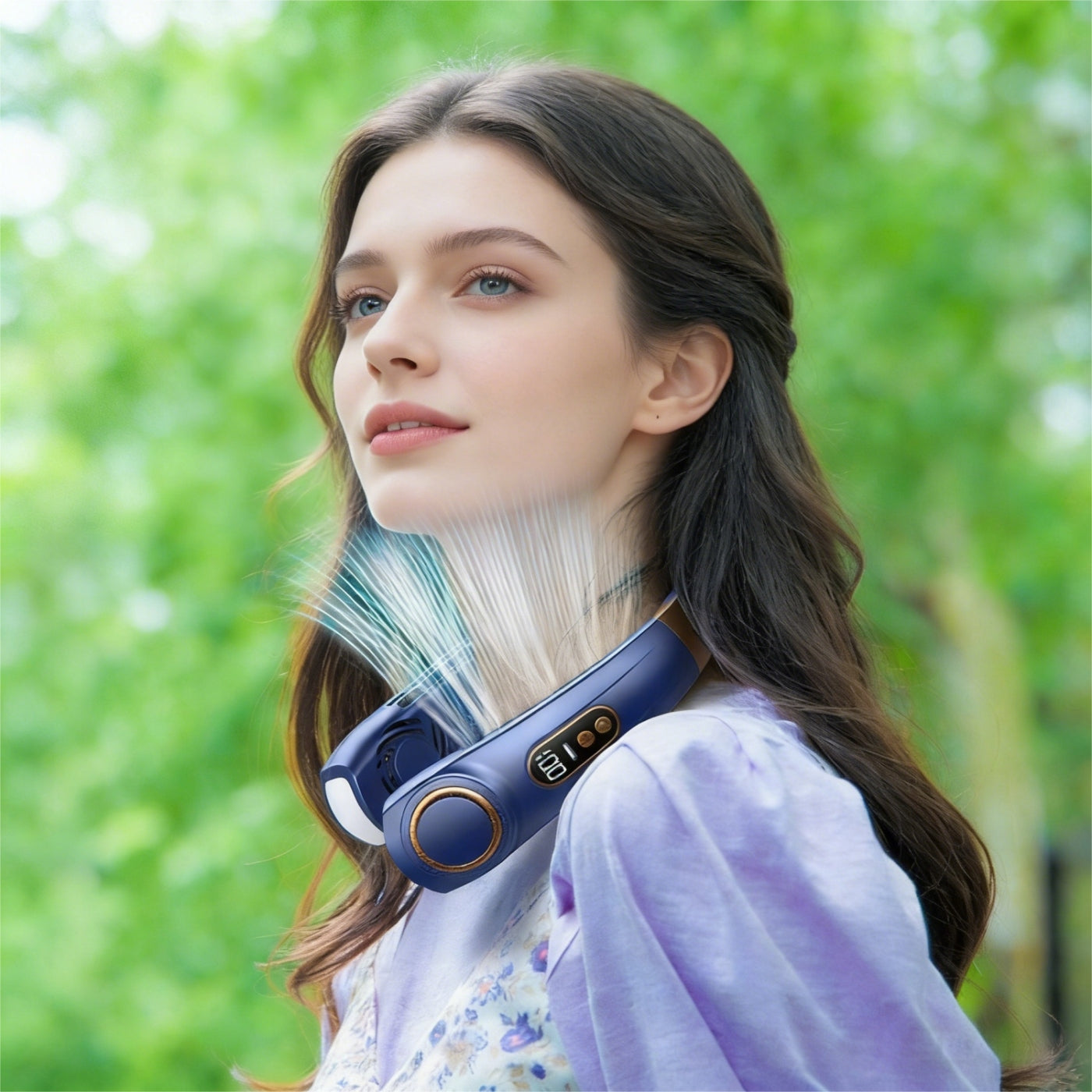 PORTABLE NECK FAN WITH LED 1800MAH MINI AIR CONDITIONER 5 SPEEDS Model YFDZ-6979382045999