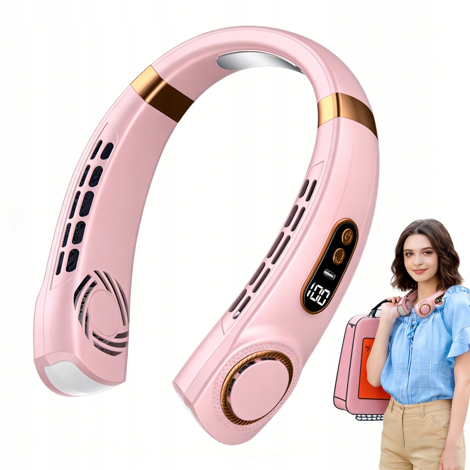 PORTABLE NECK FAN WITH LED 8000MAH MINI AIR CONDITIONER 5