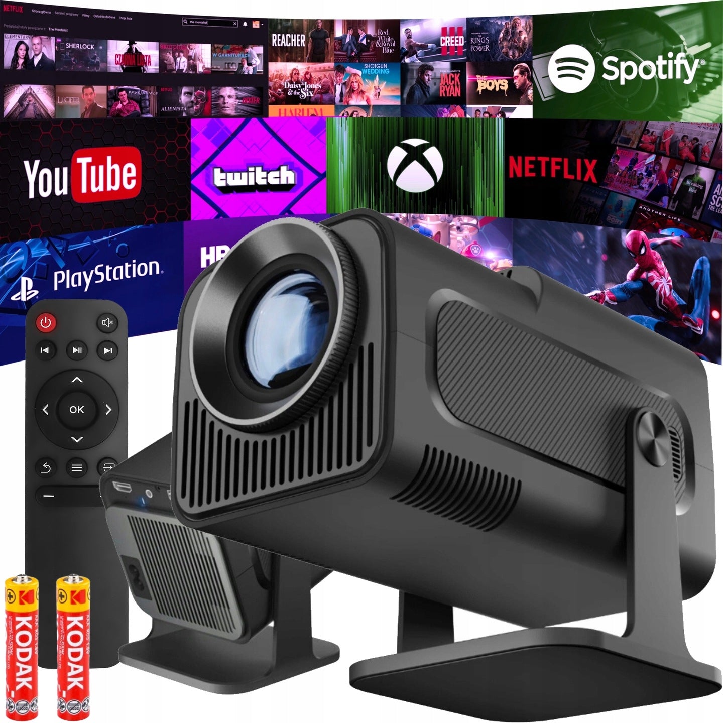 PORTABLE PROJECTOR WIFI PROJECTOR ANDROID FULL HD TV SMART TV BLACK