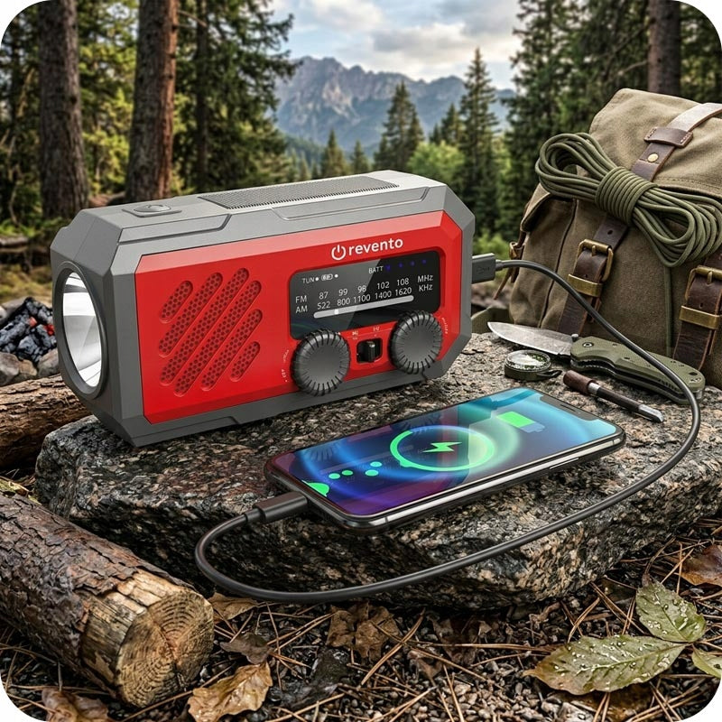 PORTABLE RADIO FOR SOLAR CRANK WITH CRANK BATTERY POWERBANK USB-C Manufacturer code Radio solarne z korbką - Solar 200