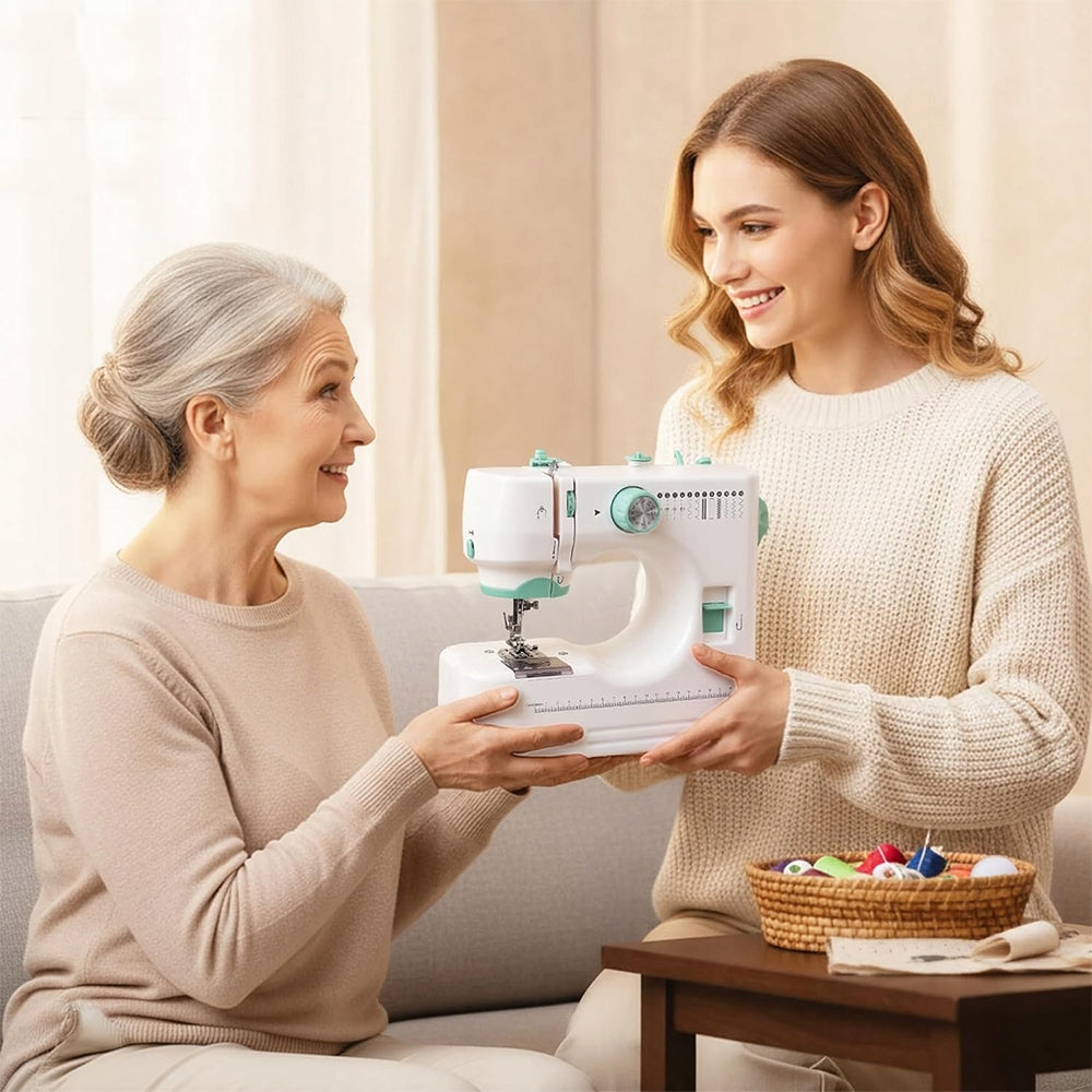 PORTABLE SEWING MACHINE 12 DESIGNS WITH DOUBLE NEEDLE FOR BEGINNERS Brand Łucznik