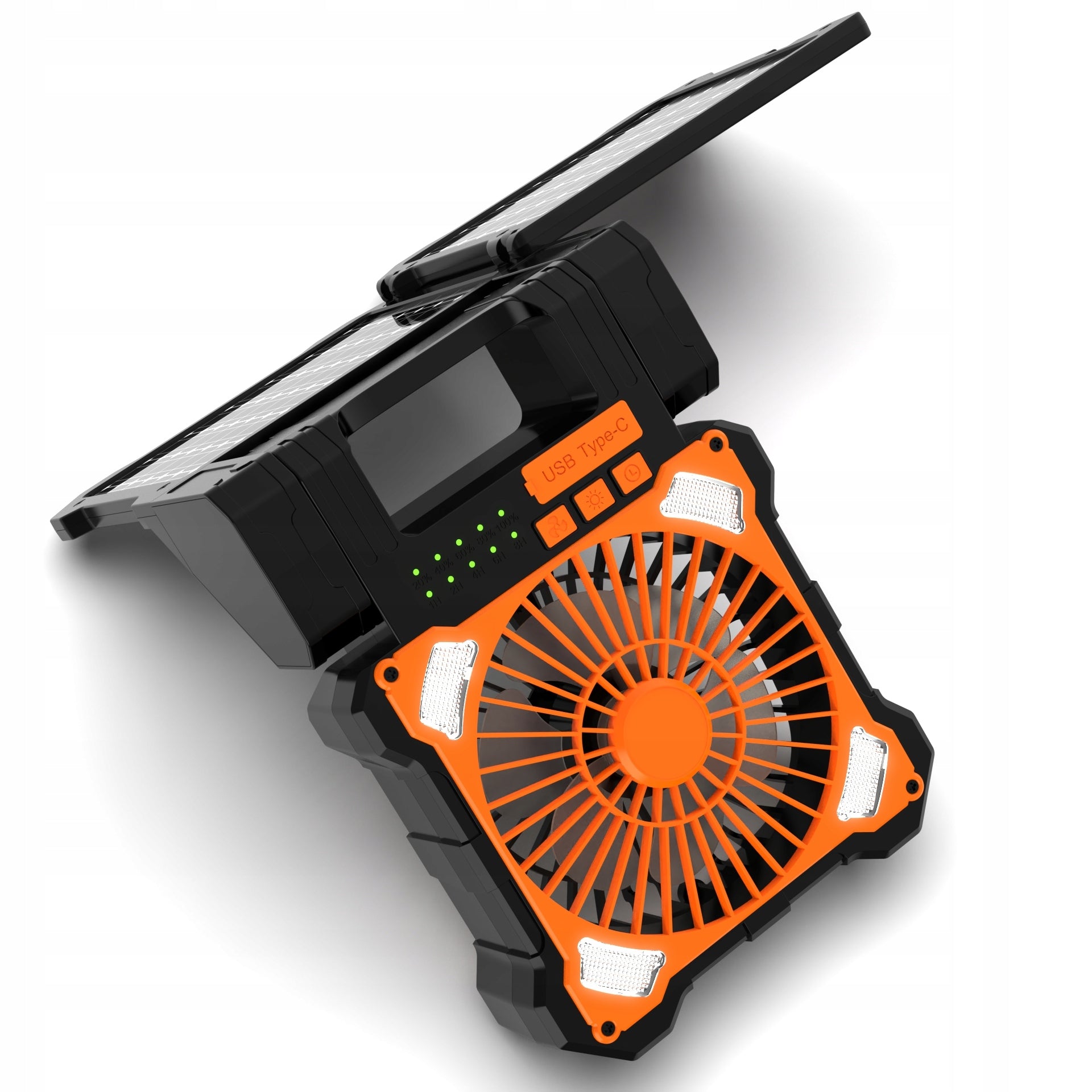 PORTABLE SOLAR CAMPING FAN WITH LED POWER BANK USB 8000mAh Model SDHER8