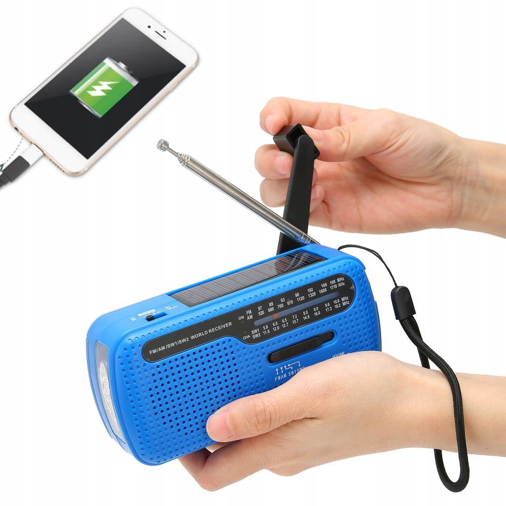 PORTABLE SOLAR RADIO CRANK DYNAMO EMERGENCY FLASHLIGHT