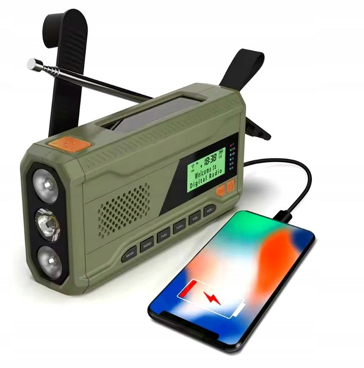 PORTABLE SOLAR RADIO CRANK SAUCE AI&JL DYNAMO EMERGENCY FLASHLIGHT POWERBANK Packaging status original