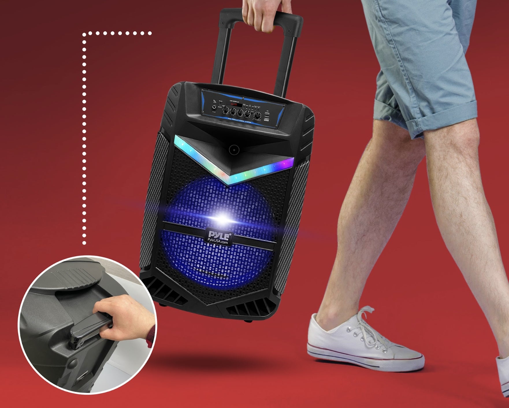 PORTABLE SPEAKER PYLE BLUETOOTH 400W LED SD AUX Packaging status original