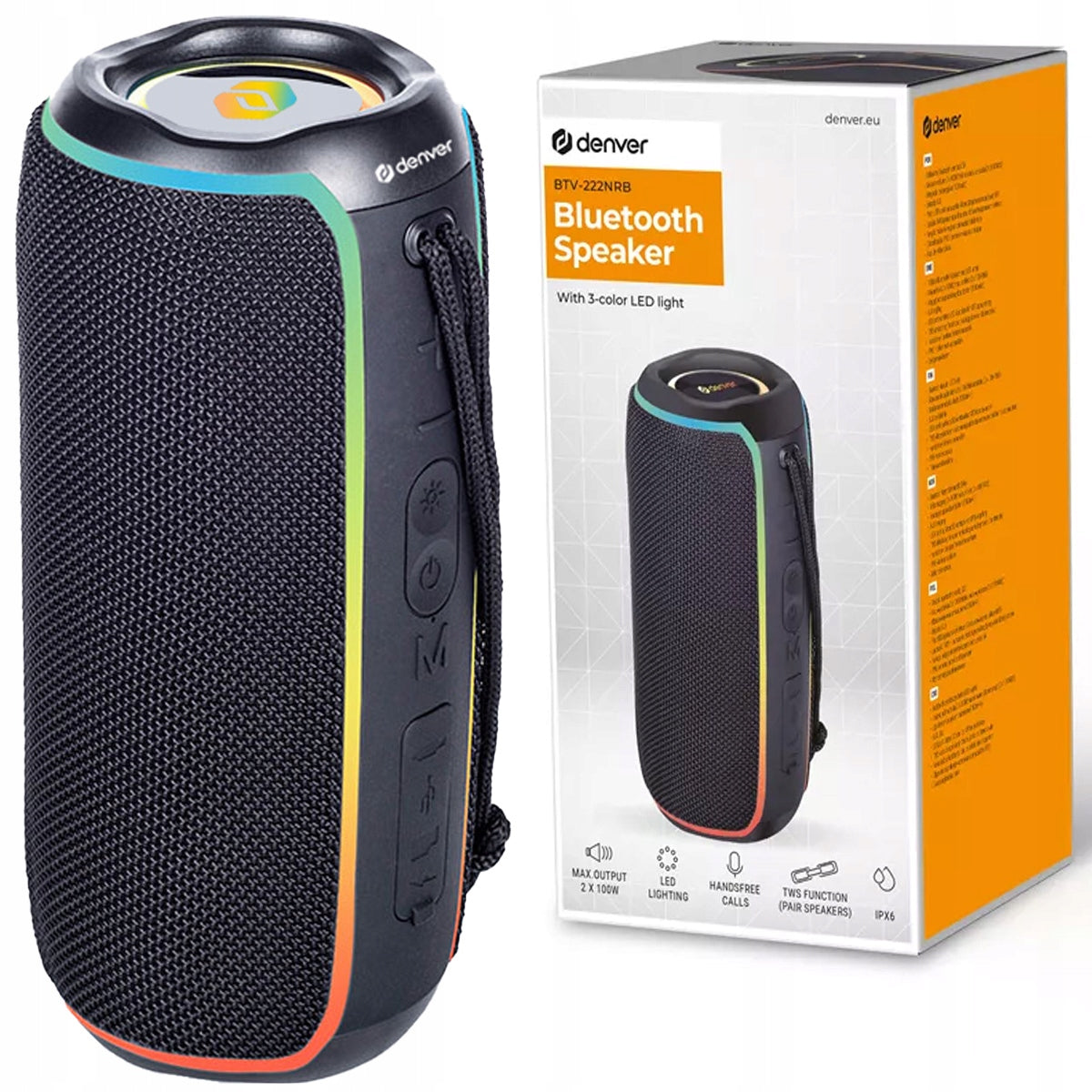 PORTABLE SPEAKER WITH LED BACKLIGHT MP3 DENVER Brand Denver