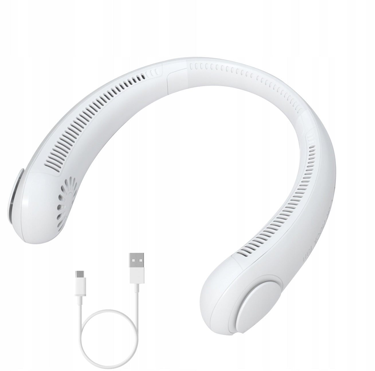 PORTABLE SPORTS FAN NECK FAN USB White POWERFUL RECHARGEABLE BATTERY Manufacturer code 395622