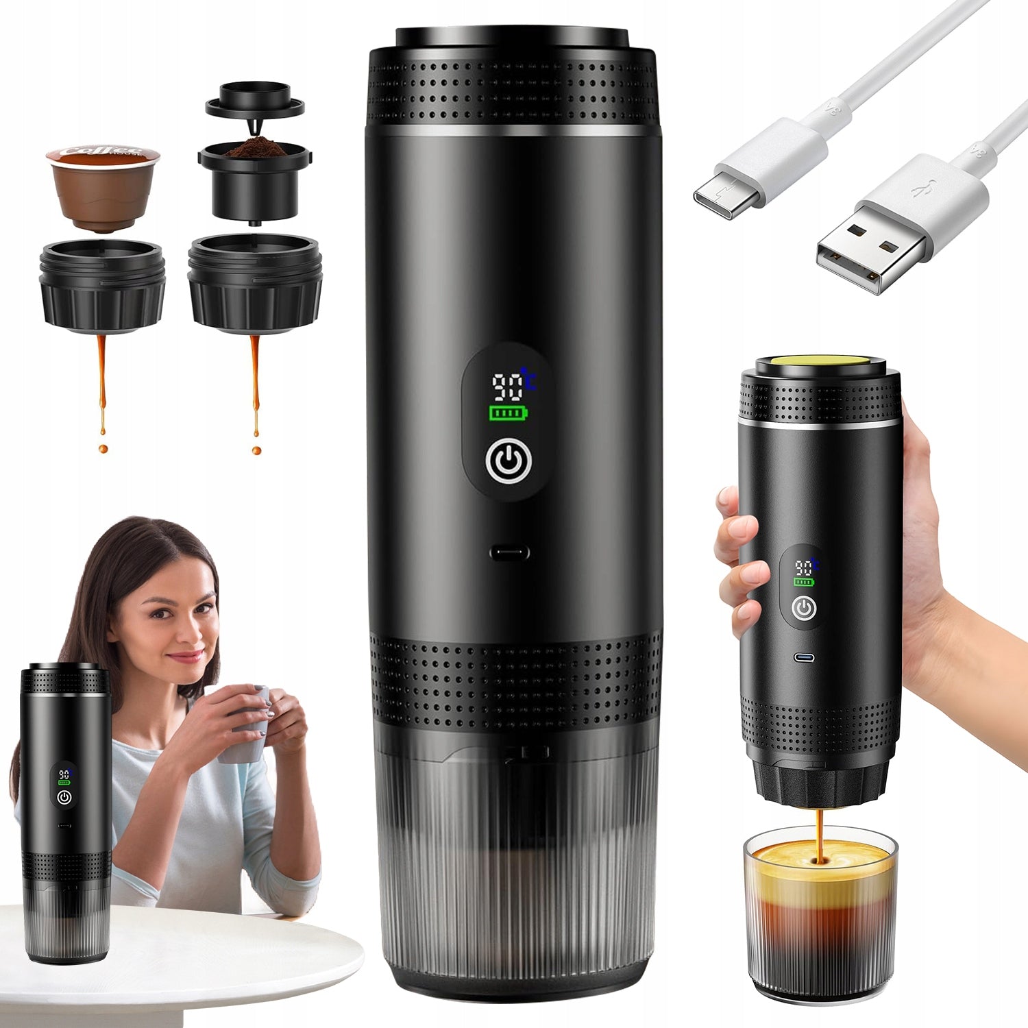 PORTABLE USB COFFEE MAKER CHARGED UP TO 100 CUPS OFFICE CAMPING