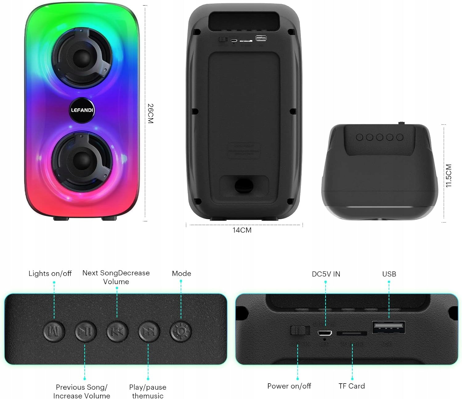 PORTABLE USB FM RGB LED BLUETOOTH SPEAKER Model other