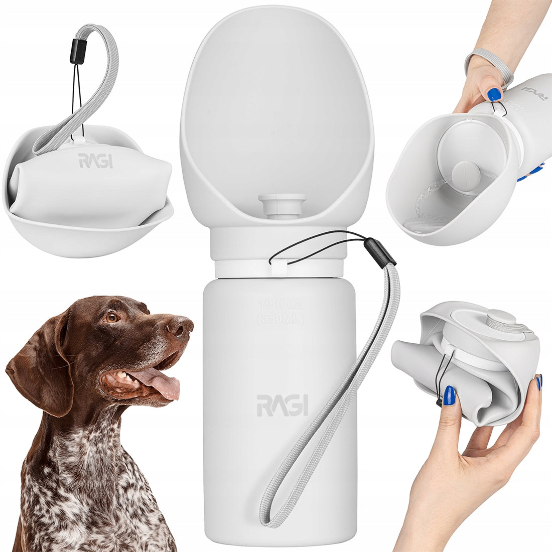 PORTABLE WATER BOTTLE FOR DOG WATER BOTTLE WITH BOWL DRINKER FOLDING 0,55 L Manufacturer code BS/SZ-7255