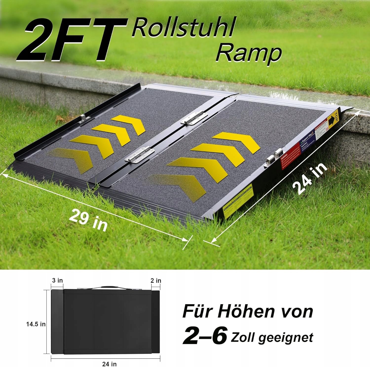 PORTABLE WHEELCHAIR RAMP ADJUSTABLE 272 KG ANTI-SLIP Brand Do