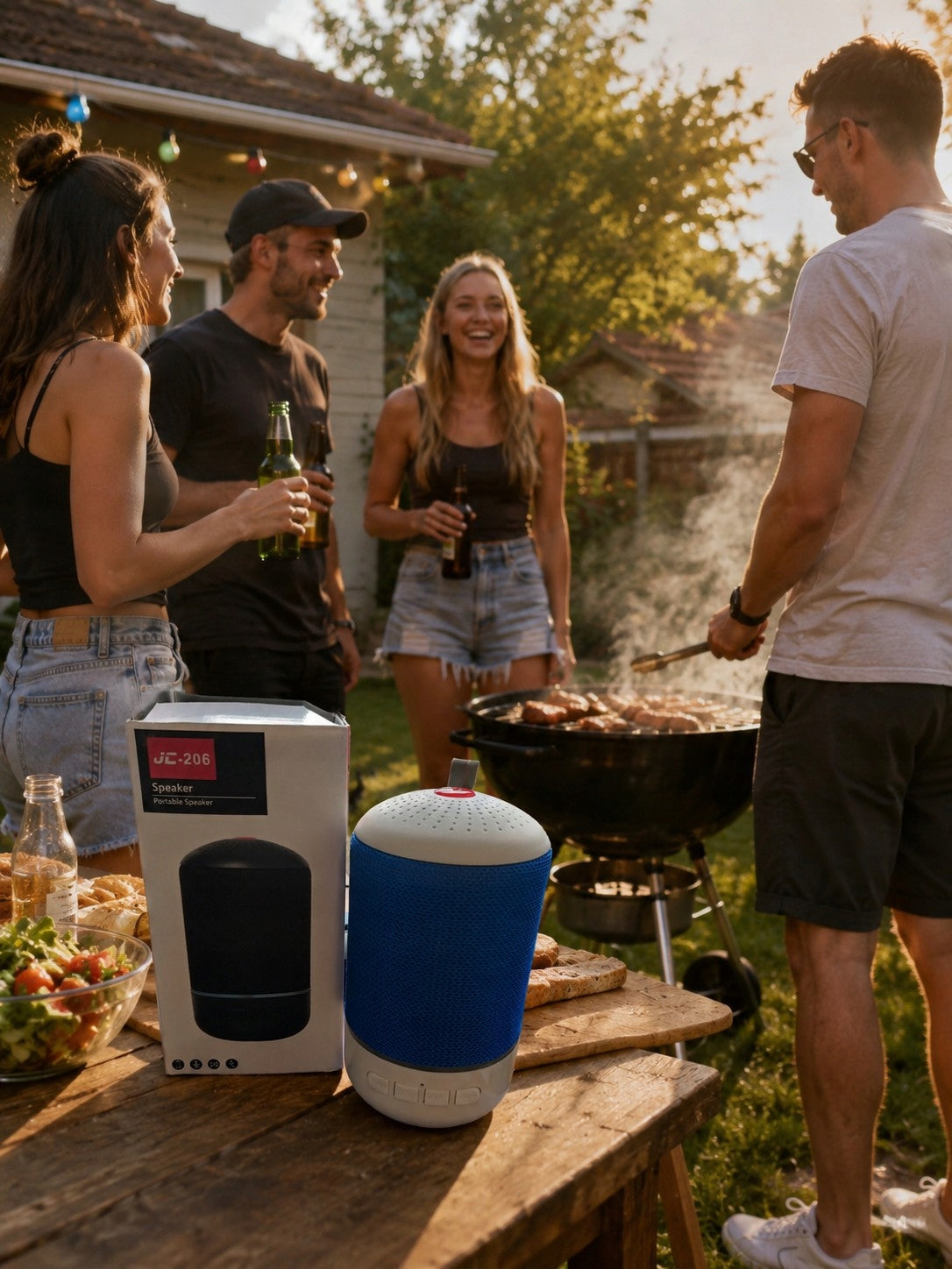 PORTABLE WIRELESS BLUETOOTH SPEAKER JC-206 MINI RADIO FM MP3 USB AUX Manufacturer code GŁOŚNIK PRZENOŚNY BEZPRZEWODOWY BLUETOOTH