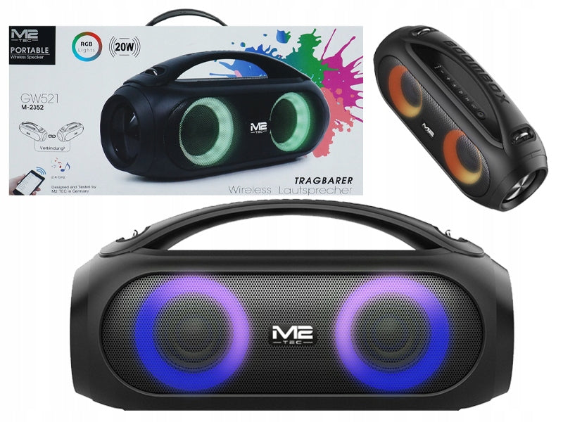 PORTABLE WIRELESS SPEAKER BOOMBOX M2 TEC STEREO 20W LED RGB IPX5