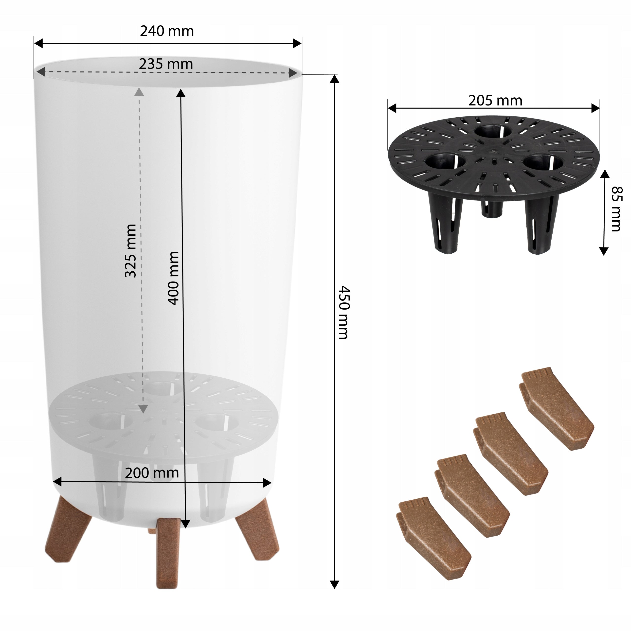 POT GARDEN PLANTER WHITE HIGH FLOWERBED STANDING ON LEGS FOR HOME Manufacturer code 12624