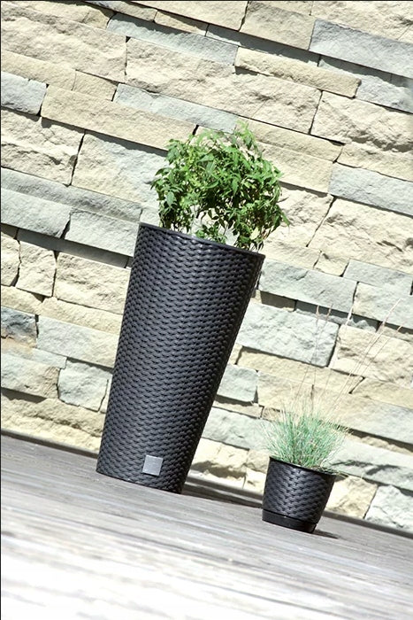 POT PLANTER COVER WITH INSERT RATO TUBE ANTHRACITE HIGH FOR GARDEN Manufacturer code DRTUS200-S433 rattanowa antracyt