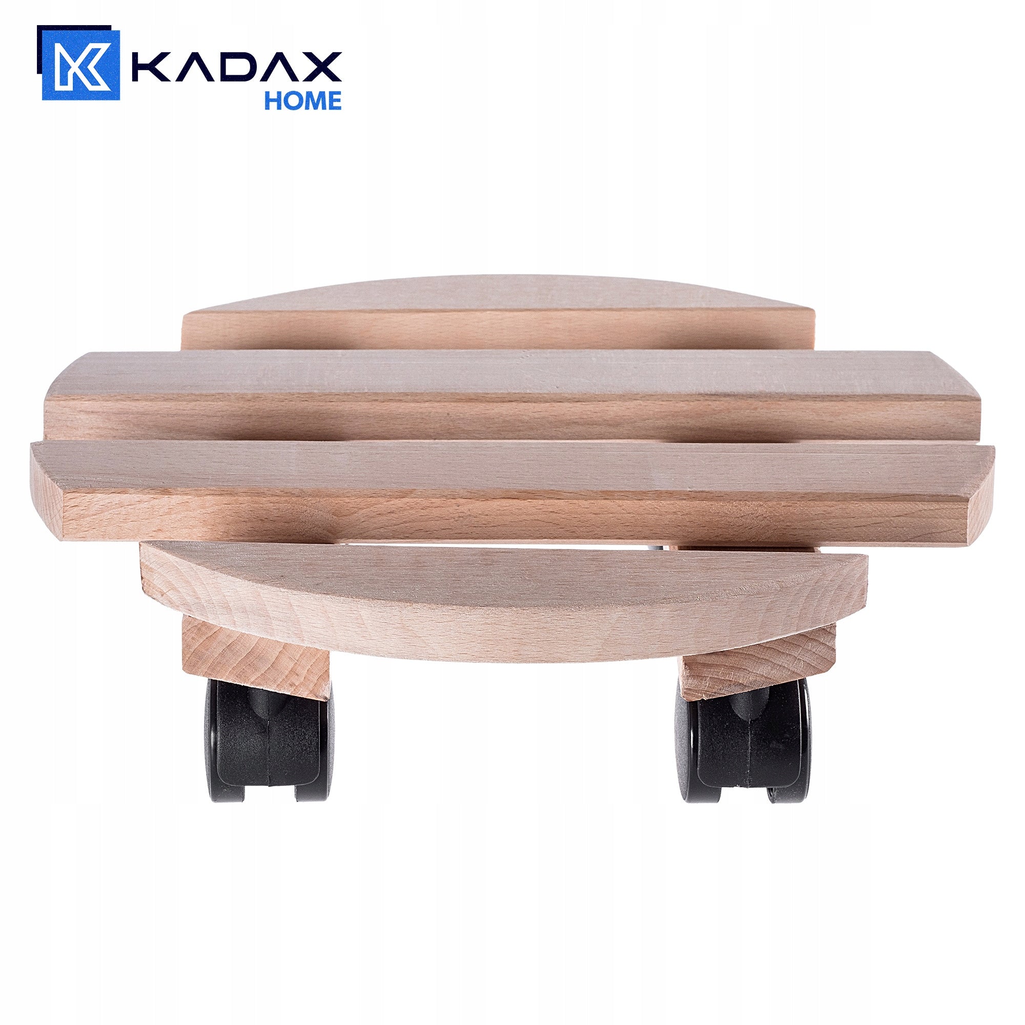 POT STAND PLANTER ON WHEELS WOODEN ROUND PLATFORM 30 cm Length 30 cm