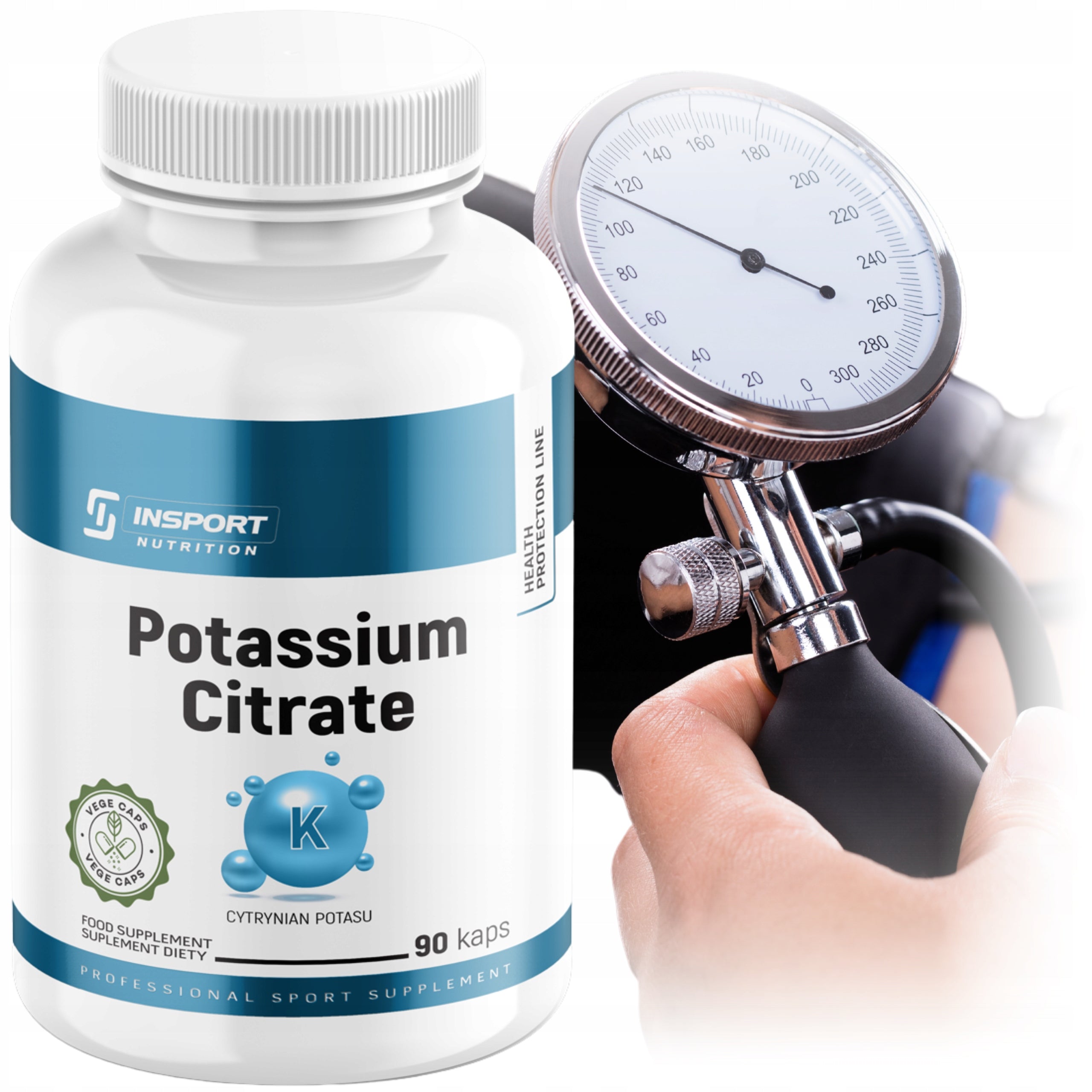 POTASSIUM Citrate 1000mg 90 Caps BLOOD PRESSURE Muscle Heart | INSPORT