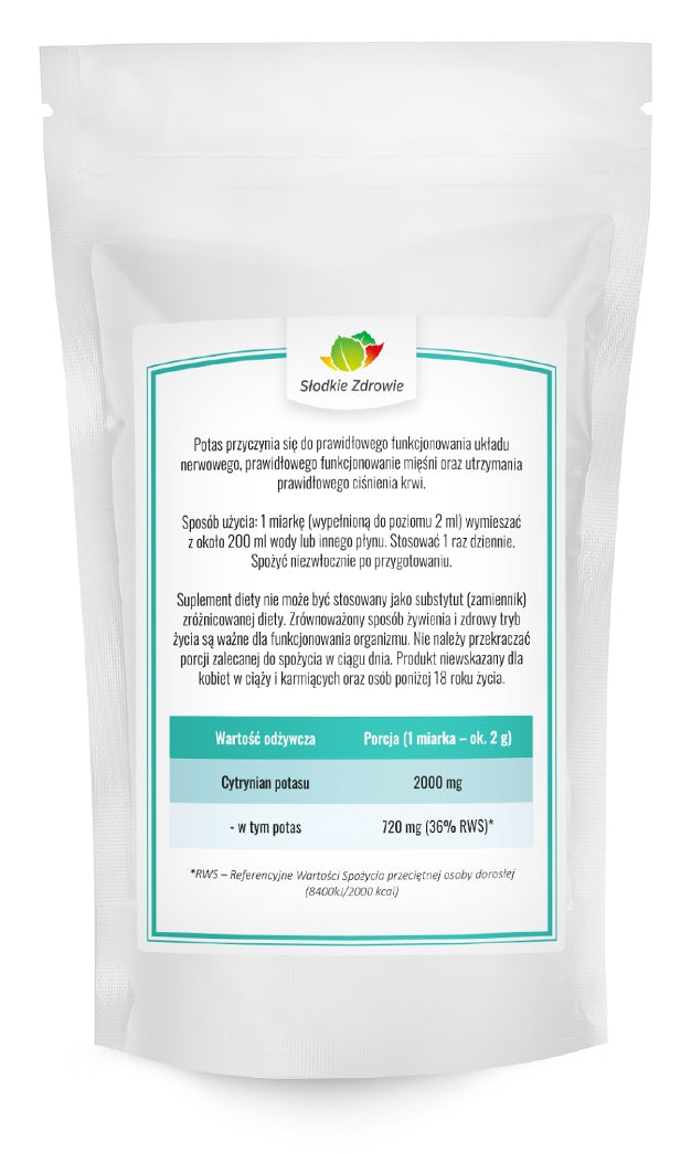 POTASSIUM Pure POTASSIUM CITRATE Powder 500g Brand Słodkie Zdrowie