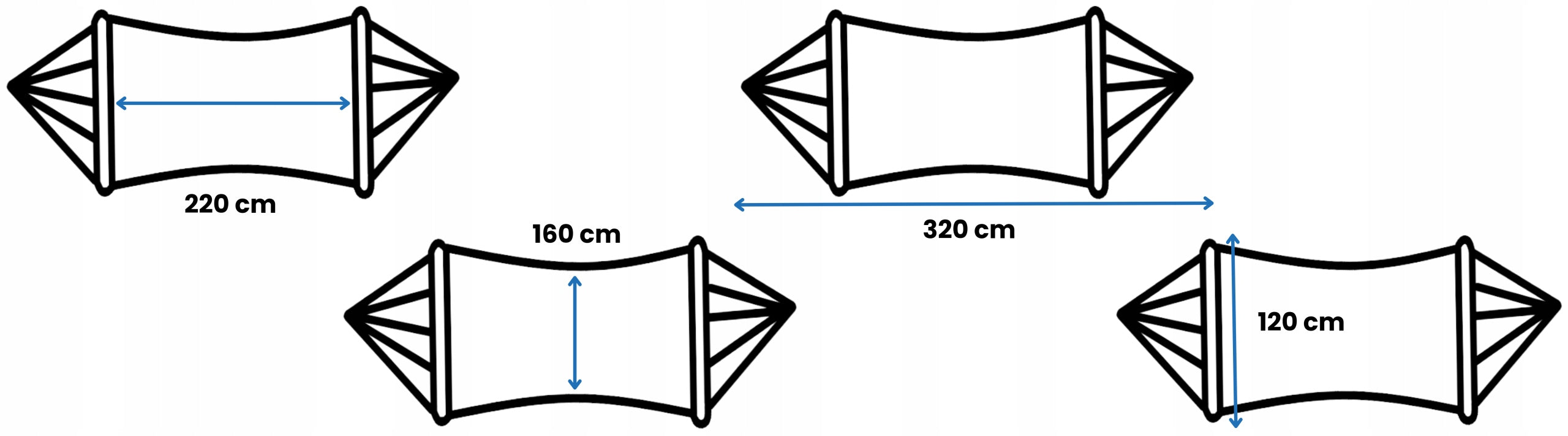 POTENZA Garden hammock terrace large ROMA XL 220x160 cm with crossbars Manufacturer code H-ROMA-XL-CZARNY-POP