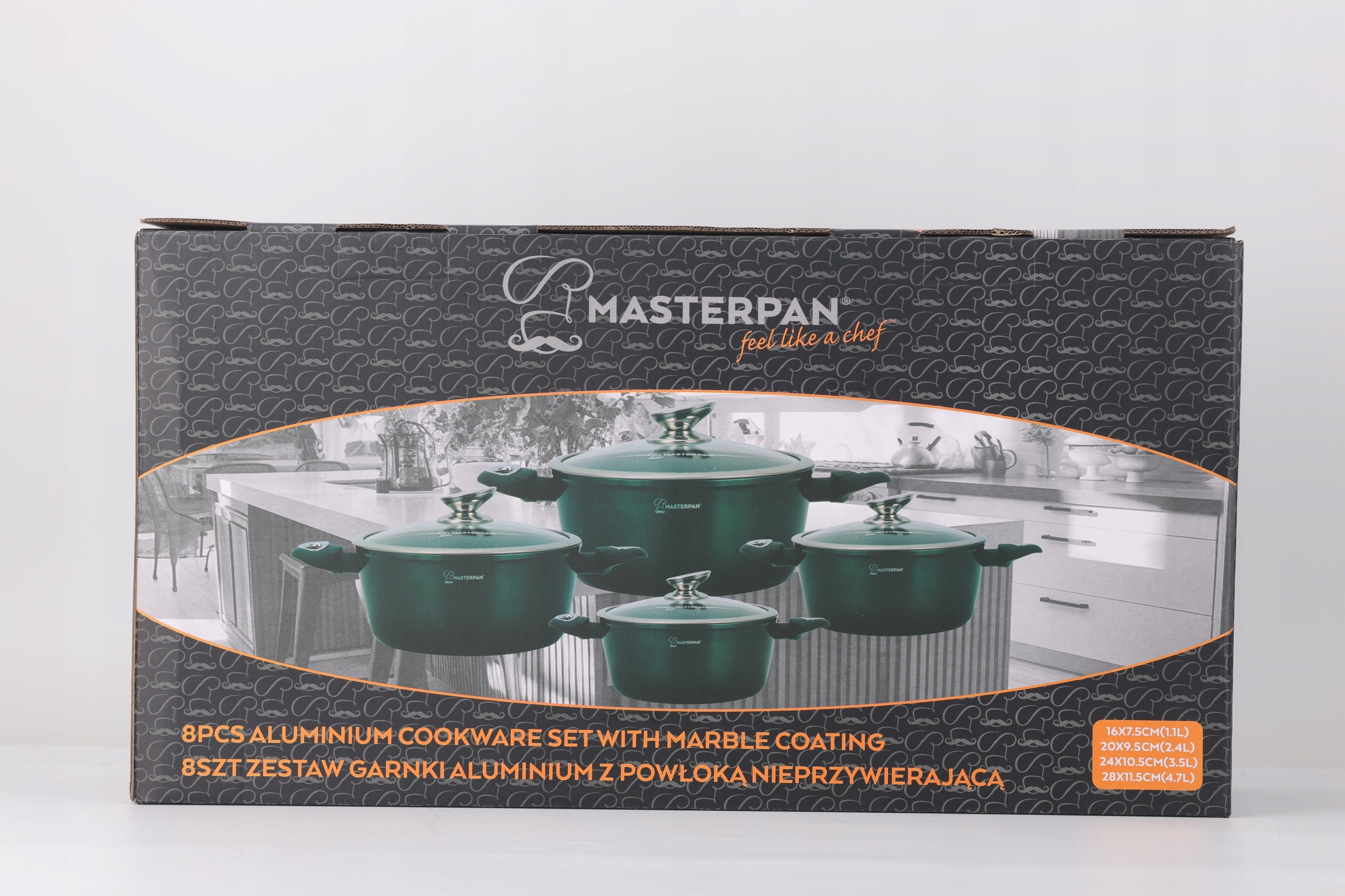 POTS ALUMINIUM SQUARE 8el. MARBLE 16 20 24 28cm MASTERPAN 2801 PROMOTION Material aluminum