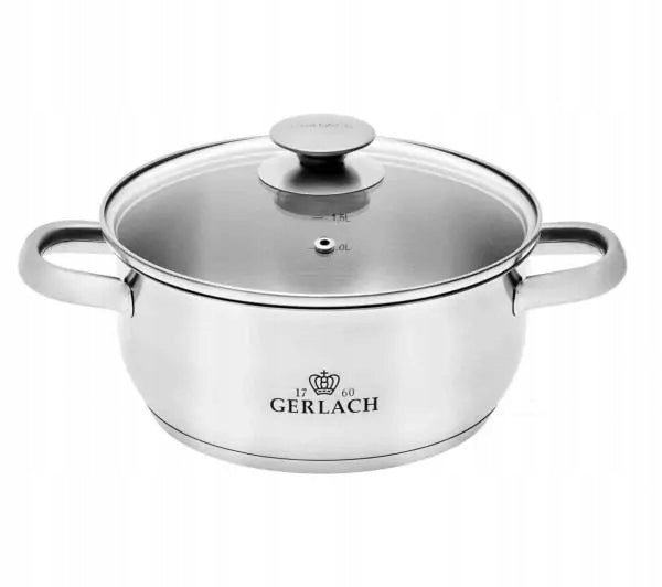 POTS GERLACH FIRST STAINLESS STEEL INDUCTION SET OF 10 ELEMENTS Additional information cover included oven safe suitable for induction cooker suitable for ceramic cooker dishwasher safe suitable for electric cooker suitable for gas cooker