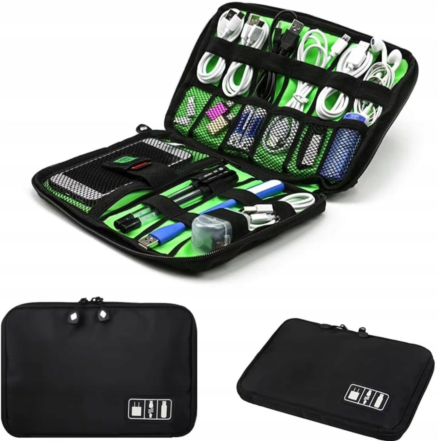 POUCH Travel bag CABLE ORGANIZER CHARGER SACHET Color black